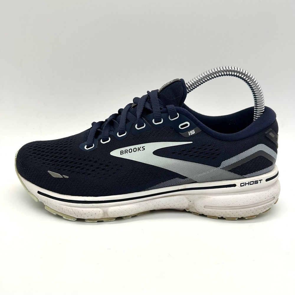 Brooks Ghost 15 Running Shoes Womens 6.5 Navy Blue Mesh Athletic Sneakers 3123